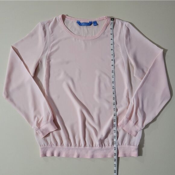 Simply Vera Vera Wang Peach Pink Chiffon Sweatshirt Style Pullover Top - Picture 4 of 10